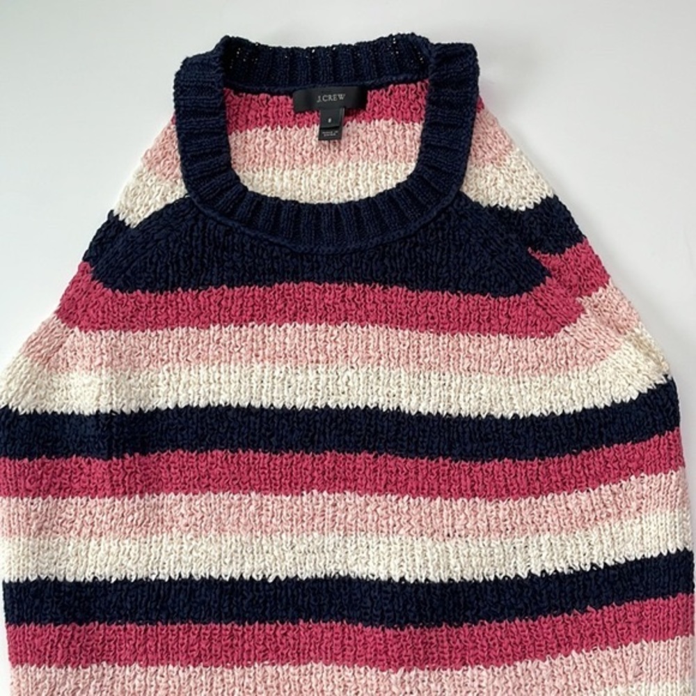 JCrew Multi-colored Stripes High Neck Sweater Sleeveless Tank, Size Small